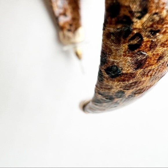 Faux Snakeskin Covered Hoop Earrings Oversized Lightweight - Picture 6 of 10